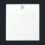 Boho Monstera Plant Minimalist Green Personalised Notepad<br><div class="desc">Simple watercolor monstera leaf plant drawing,  personalised with your name.</div>