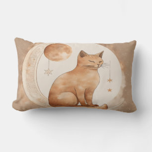 Boho Moon Cat Design Lumbar Cushion