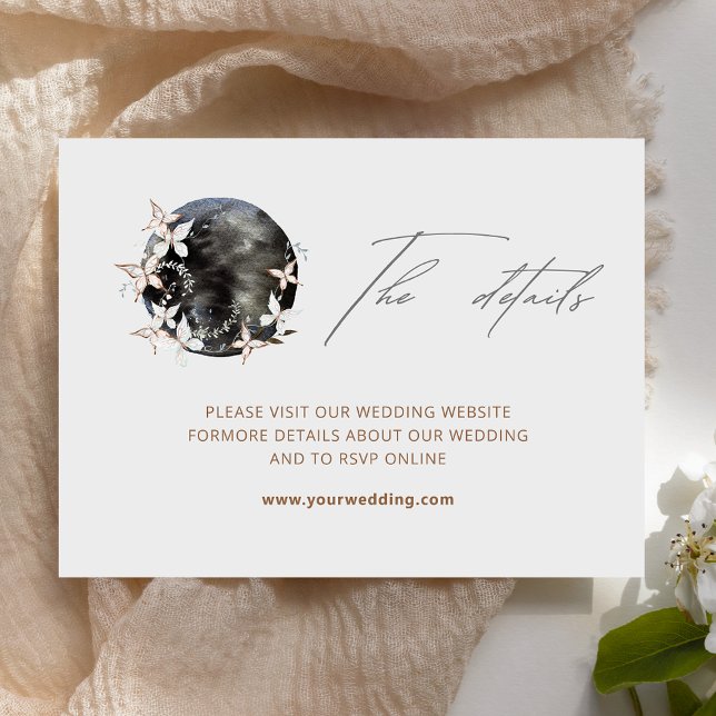 Boho Moon Celestial Botancial Wedding Details Enclosure Card (Creator Uploaded)