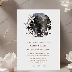 Boho Moon Celestial Botancial Wedding Invitation