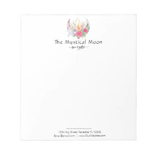 Boho Moon Crystals Feathers Flowers Horizontal Notepad