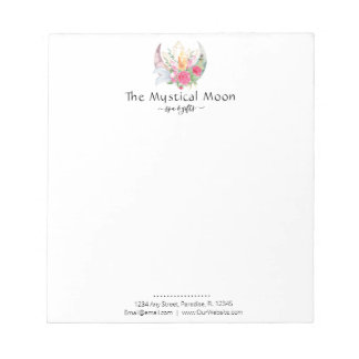 Boho Moon Crystals Feathers Flowers Horizontal Notepad