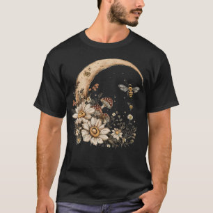 Boho Moon Flower Botanical Mushroom Bee Cottagecor T-Shirt