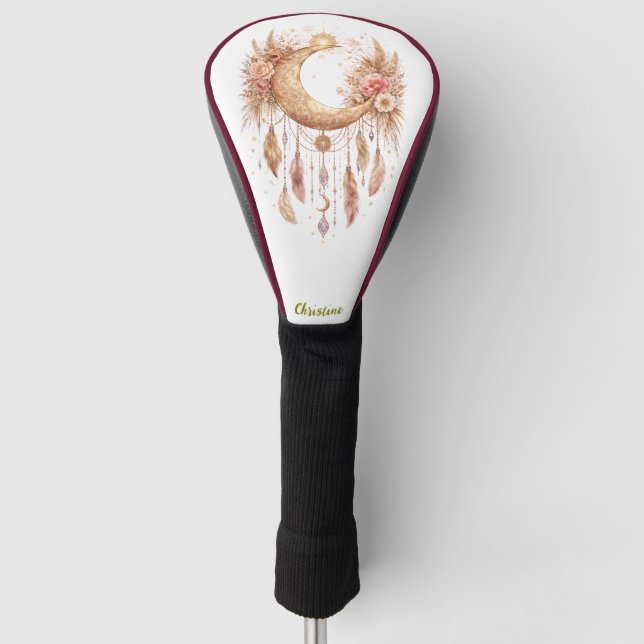 Boho Moon Mystical Vibe Golf Head Cover (Front)