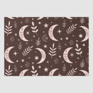 Boho moon pattern with leaves and stars   tissue paper