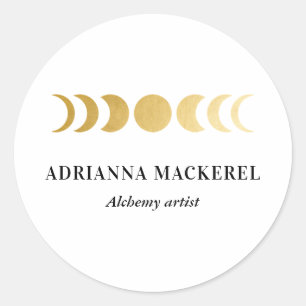 Boho Moon Phase Faux Gold Foil Modern  Square Stic Classic Round Sticker