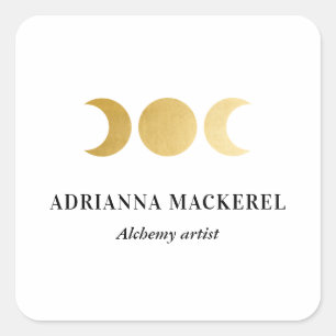 Boho Moon Phase Faux Gold Foil Modern  Square Stic Square Sticker