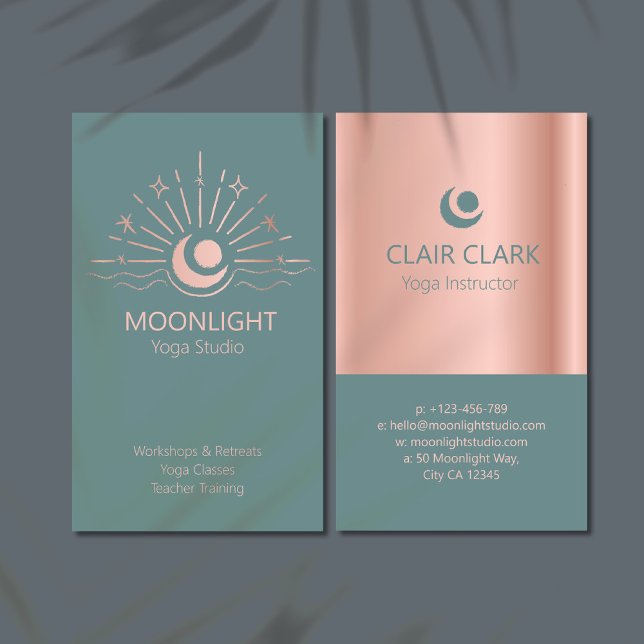 Boho Moon Stars Yoga Studio Business Card (Creator Uploaded)
