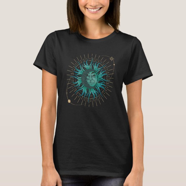 Boho Moon Sun Astronomy Celestial Body Astrology T-Shirt (Front)