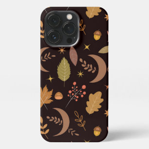 Boho Moon with autumn leaves pattern  iPhone 13 Pro Case