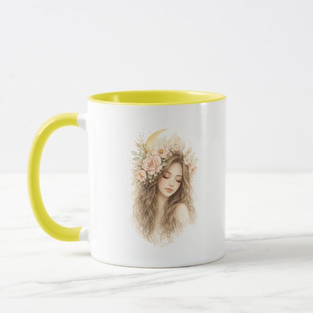 Boho Moon Woman Accent Mug (Left)