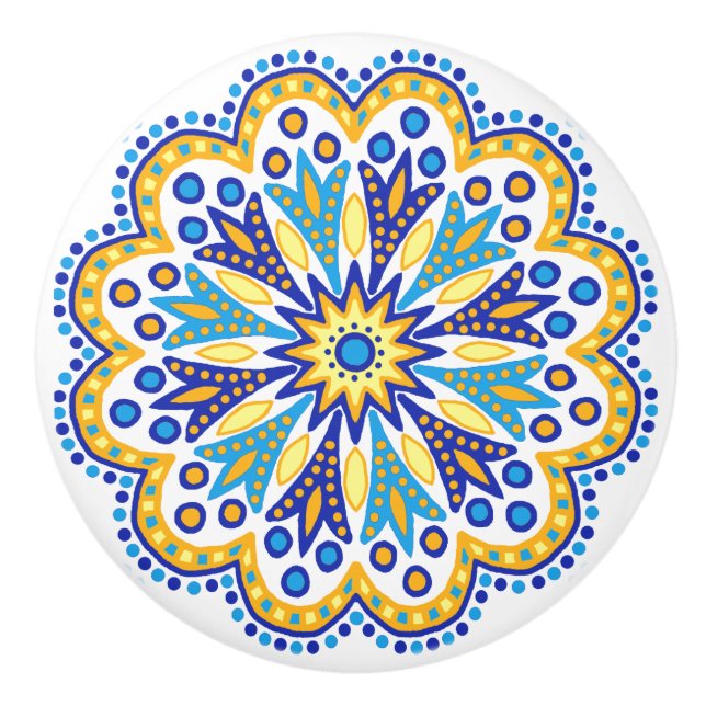 Boho Moroccan Design Ceramic Knob (Front)