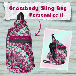 Boho Mosaic Mandala Tile Pink Berry - Sling Bag