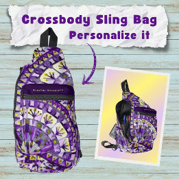 Boho Mosaic Mandala Tile Violet Flame - Sling Bag