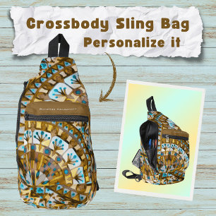 Boho Mosaic Mandala Tile yellow Honey - Sling Bag