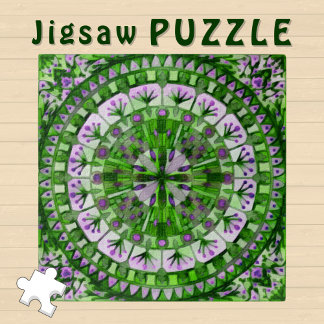 Boho Mosaic Tile Green Grass - Jigsaw Puzzle