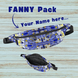 Boho Mosaic Tile Navy Blue Water - Fanny Pack