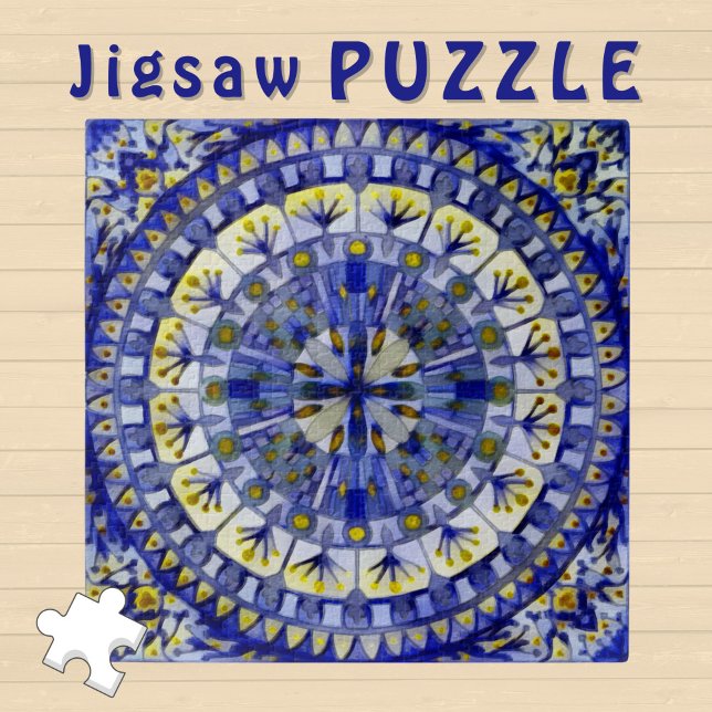 Boho Mosaic Tile Navy Blue Water -  Jigsaw Puzzle (Creator Uploaded)