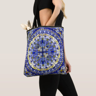 Boho Mosaic Tile Navy Blue Water - Tote Bag