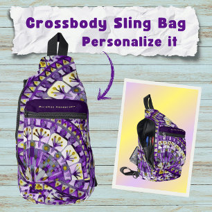 Boho Mosaic Tile Violet Flame -  Sling Bag