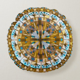 Boho Mosaic Tile yellow Honey -  Round Cushion