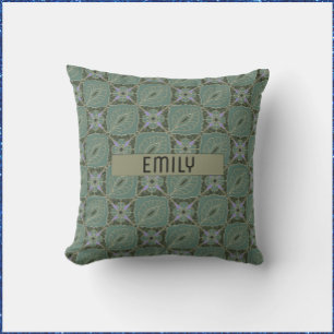 Boho Moss Green Batik Print Cushion