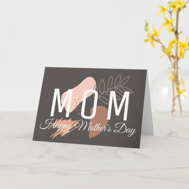 Boho Mother's Day Script Abstract Shapes Botanical Card (Yellow Flower)