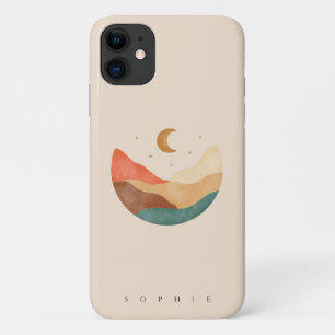 Boho mountain design with monogram iPhone case