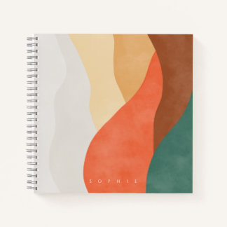 Boho mountain design with monogram notebook