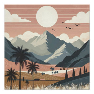 Boho Mountain Landscape Wall Art