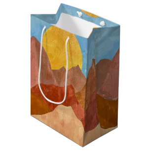 Boho Mountain Sunset – Warm Earth Tone Landscape Medium Gift Bag