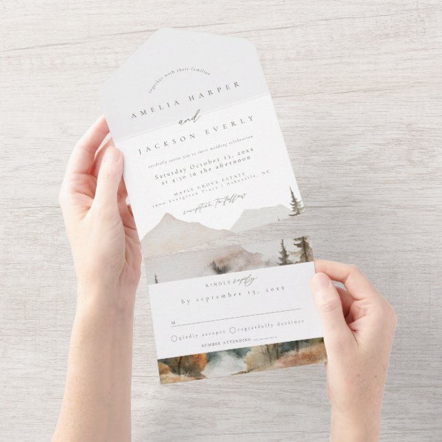 Boho Mountain Wedding All In One Invitation (Tearaway)