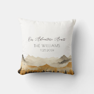 Boho Mountain Wedding Couple  Cushion