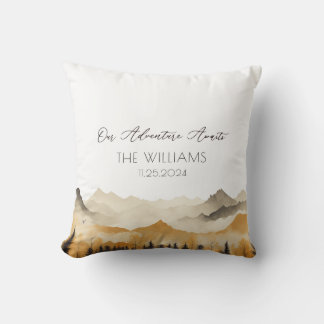 Boho Mountain Wedding Couple  Cushion