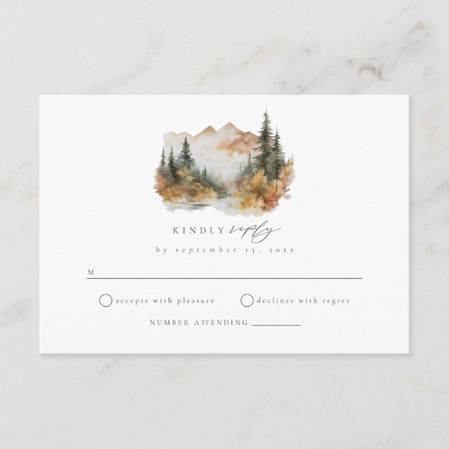 Boho Mountain Wedding RSVP Insert Card (Front)