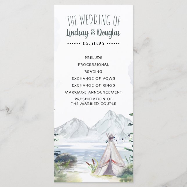 Boho Mountains Adventure Wedding Programs (Front)