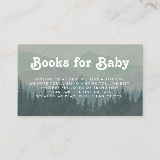 Boho Mountains Retro Blue Books for Baby Enclosure Card (Front)