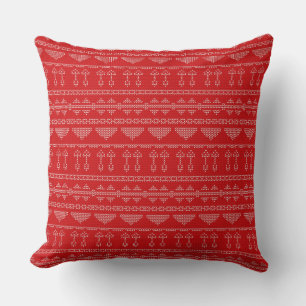 Boho Mudcloth Knit Sweater Red Cushion