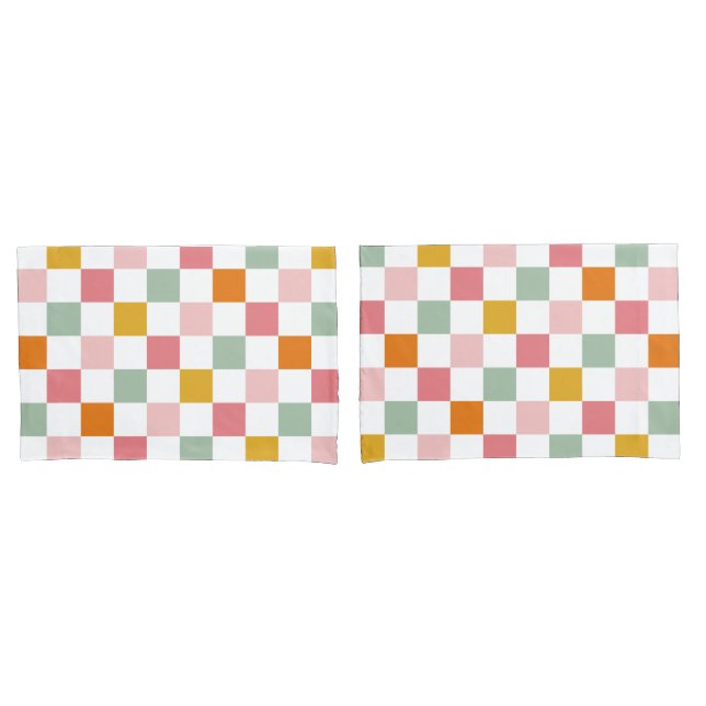 Boho Multicolor Chequerboard Pillowcase (Front-Set)
