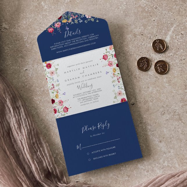 Boho Multicolor Wildflower Wedding     All In One Invitation (Creator Uploaded)