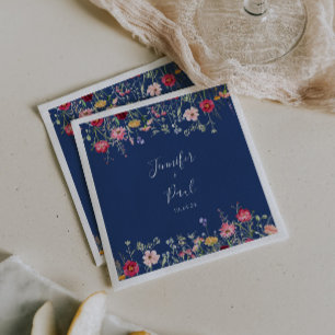 Boho Multicolor Wildflower Wedding Napkin