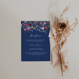  Boho Multicolor Wildflower Wedding Reception Enclosure Card
