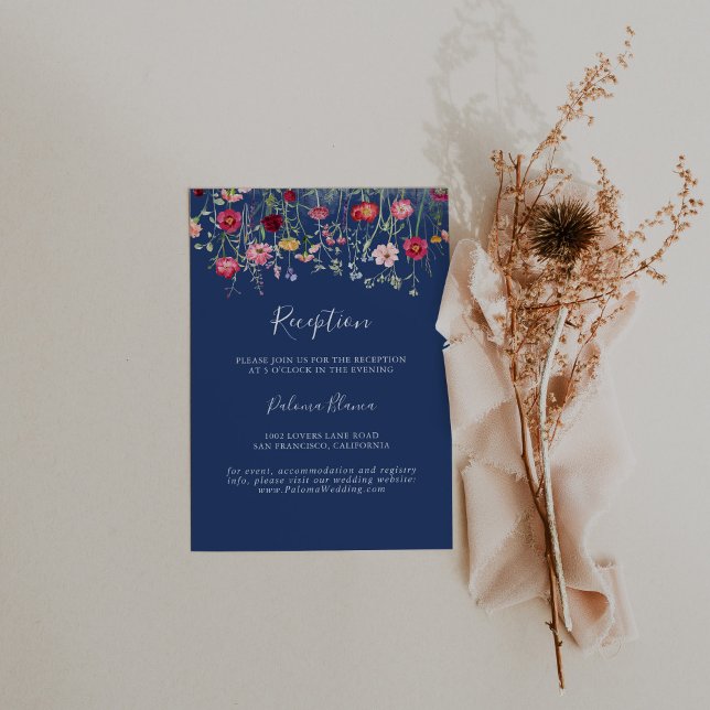  Boho Multicolor Wildflower Wedding Reception Enclosure Card (Creator Uploaded)