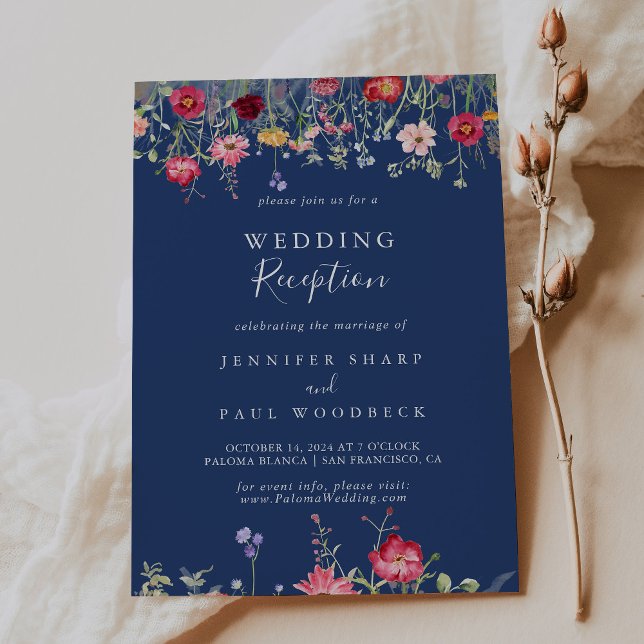 Boho Multicolor Wildflower Wedding Reception Invitation (Creator Uploaded)
