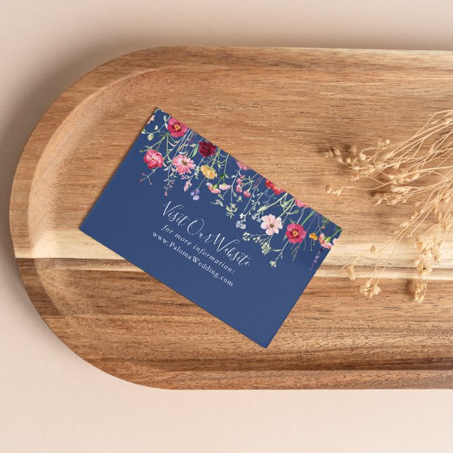 Boho Multicolor Wildflower Wedding Website Enclosure Card (Creator Uploaded)