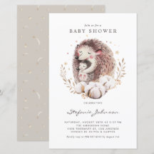Boho Mum and Baby Hedgehog Baby Shower Invitation