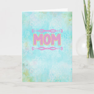 Boho Mum Birthday Card, Teal Pink Mandala Card