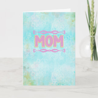 Boho Mum Birthday Card, Teal Pink Mandala Card