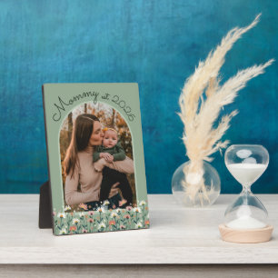 Boho Mummy Established Sage Green Photo Plaque