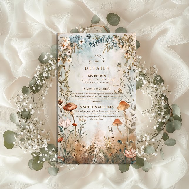Boho Mushroom Wildflower Wedding Enclosure Card (Creator Uploaded)